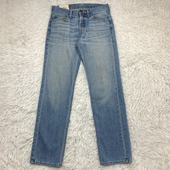 Hollister Jeans Mens 30x31 Blue Pants Straight Button Fly Faded Denim Tag 29x32 - Picture 1 of 16